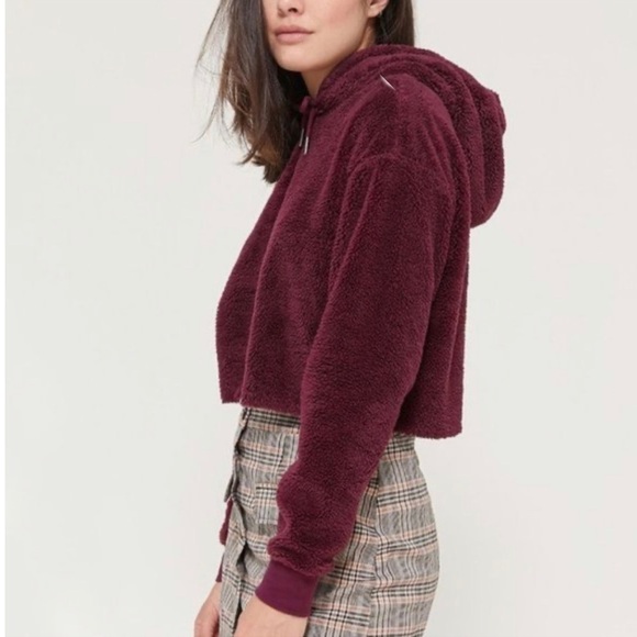 Urban Outfitters Teddy Cropped Hoodie - Picture 2 of 8